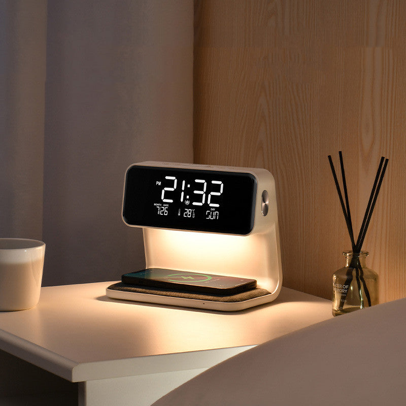 "3-in-1 Smart Bedside Lamp - Wireless Charging & Alarm"